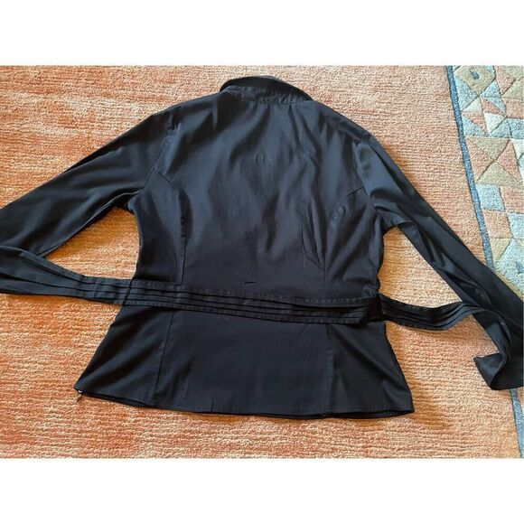 East 5th Top Womens Black Stretch Mock Wrap Self Tie Bow Size  14 Zip Rhinestone - Picture 10 of 10